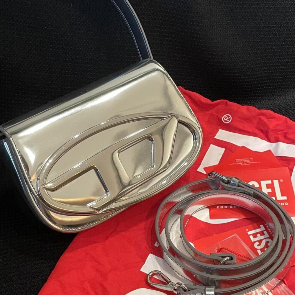 Diesel silver armpit jingle bag large with box